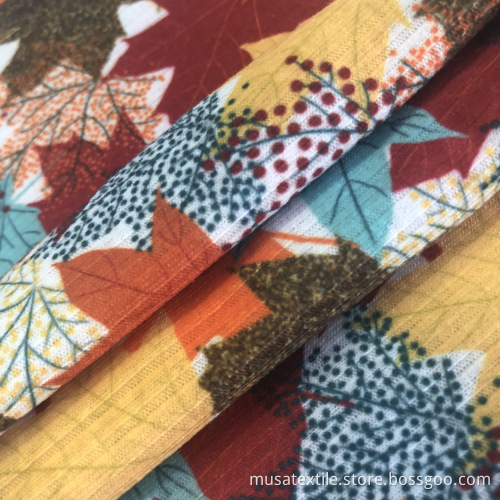 Customizd Digital Print Polyester Stretch Rib Knit Fabric